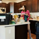 Woman working in an organized kitchen